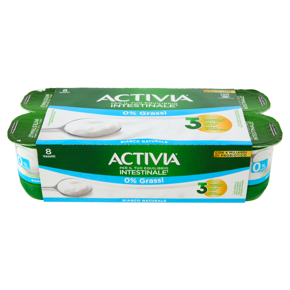 ACTIVIA Yogurt Bianco Naturale 0 Grassi Con Probiotico Bifidus 8x125g