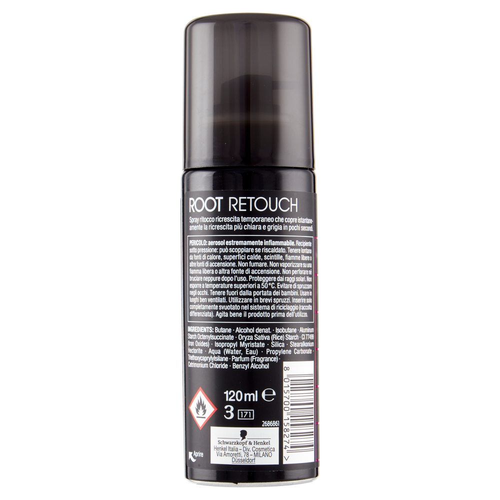 Schwarzkopf Root Retouch Spray Ritocco Ricrescita Immediato Nero 120 Ml