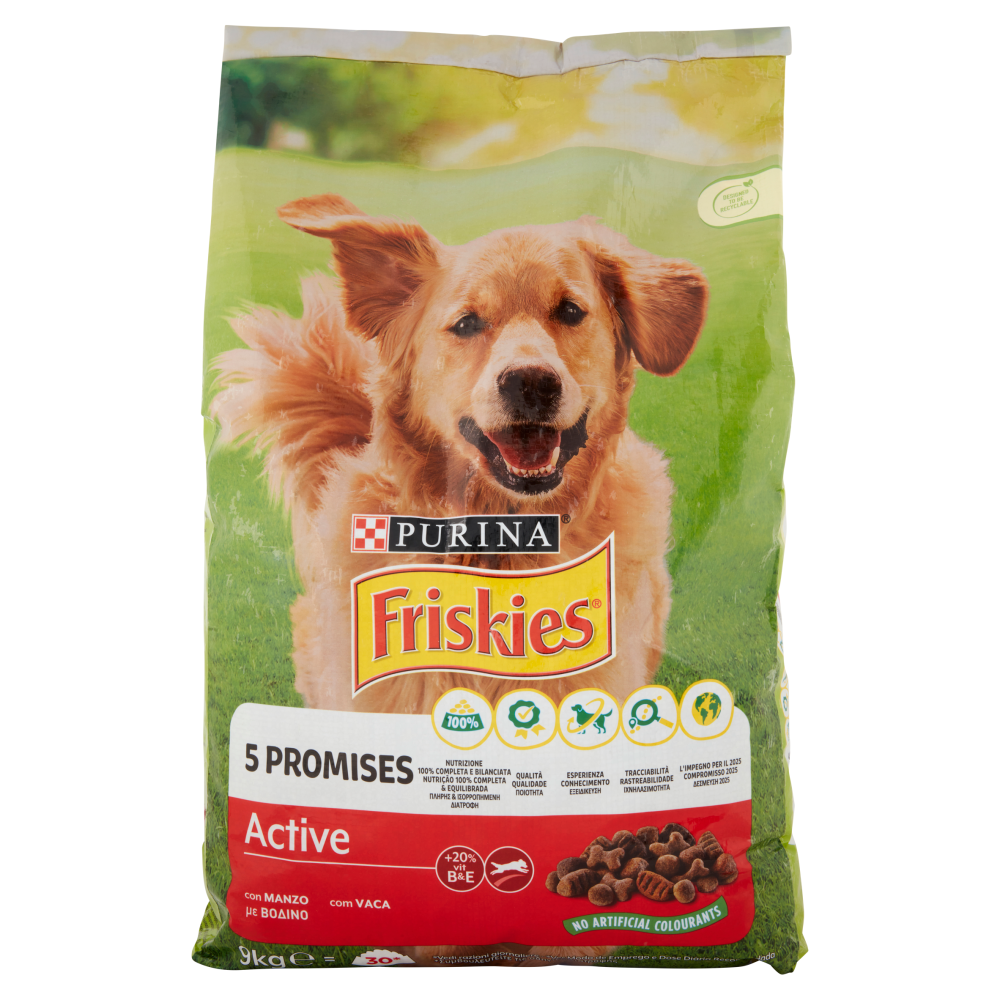 PURINA FRISKIES Cane Active Con Manzo 9 Kg Carrefour