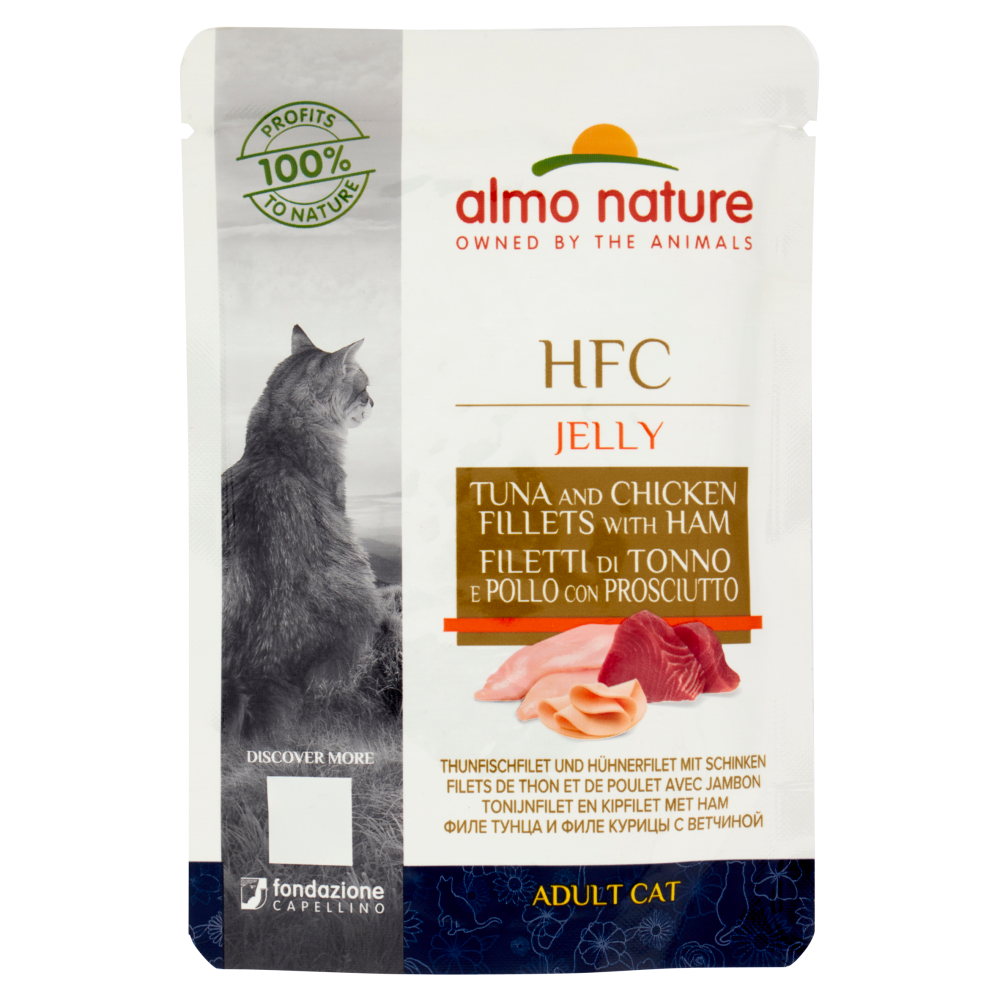 Almo Nature HFC Jelly Adult Cat Filetti Di Tonno E Pollo Con Prosciutto