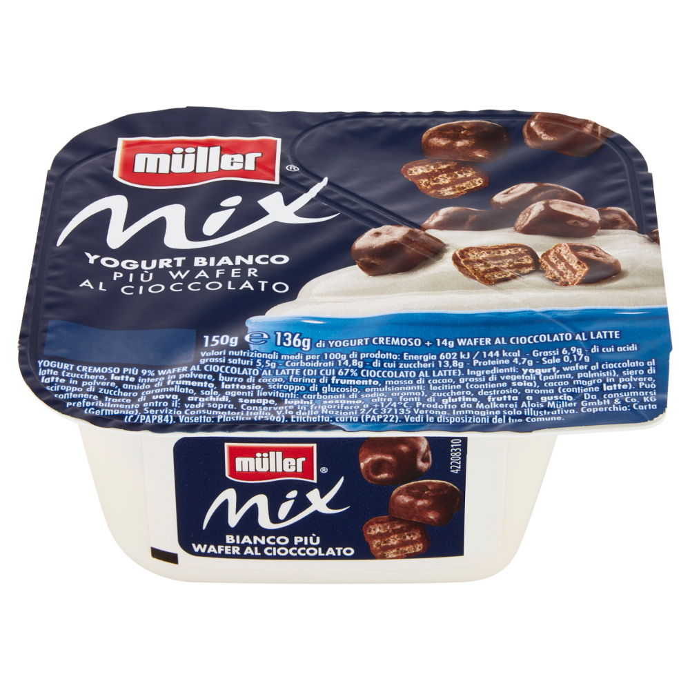 müller Mix Yogurt Bianco Più Wafer al Cioccolato 150 g Carrefour