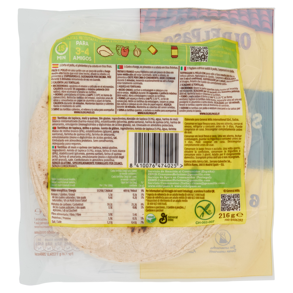 Old El Paso Sin Gluten Tortillas G Carrefour