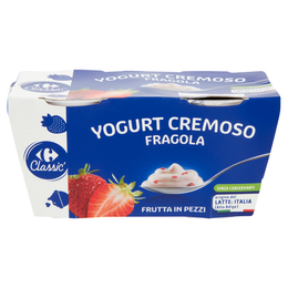 Carrefour Classic Yogurt Cremoso Fragola Frutta in Pezzi 2 x 125 g