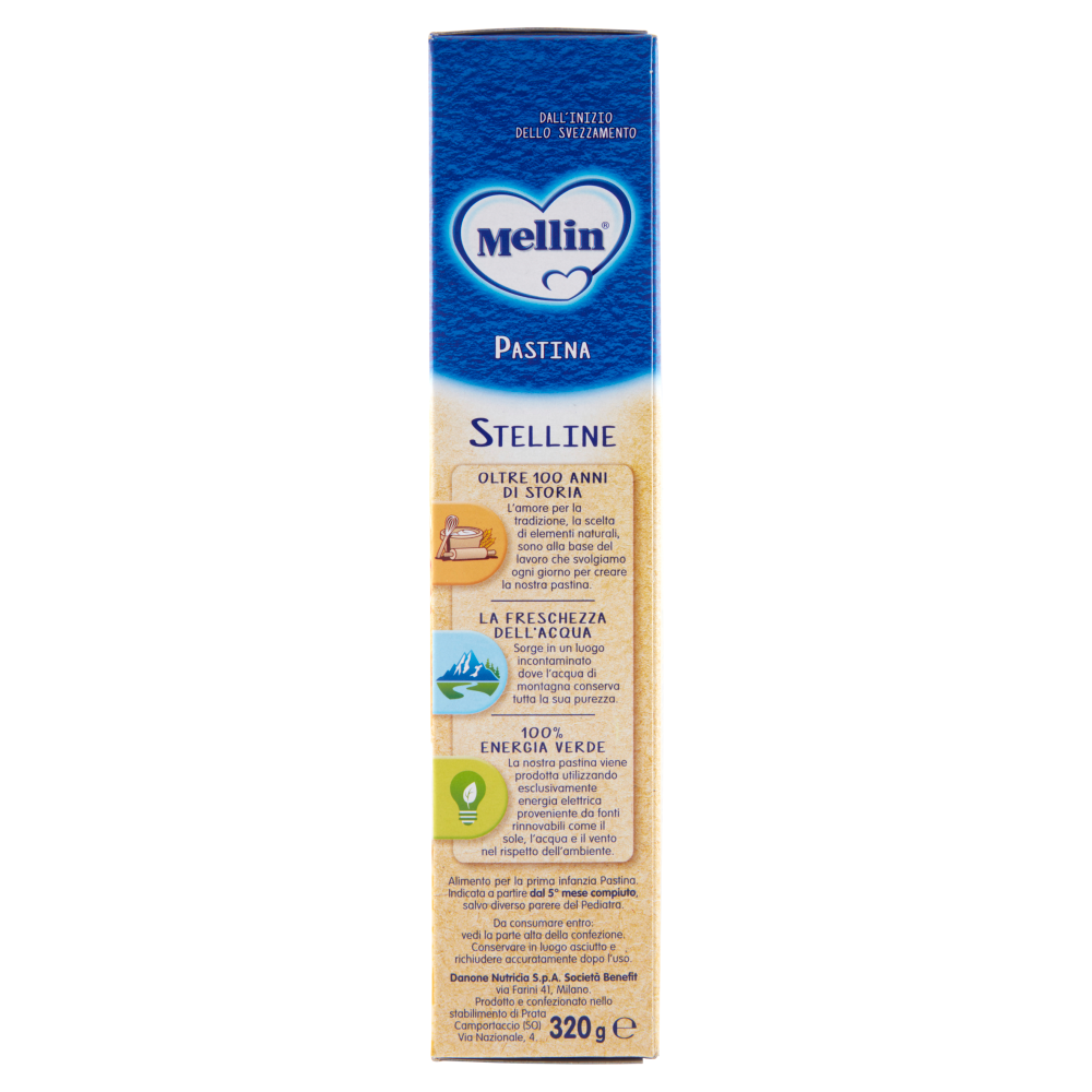 MELLIN Pastina 100% Naturale Stelline con farina Grano Tenero 320 g