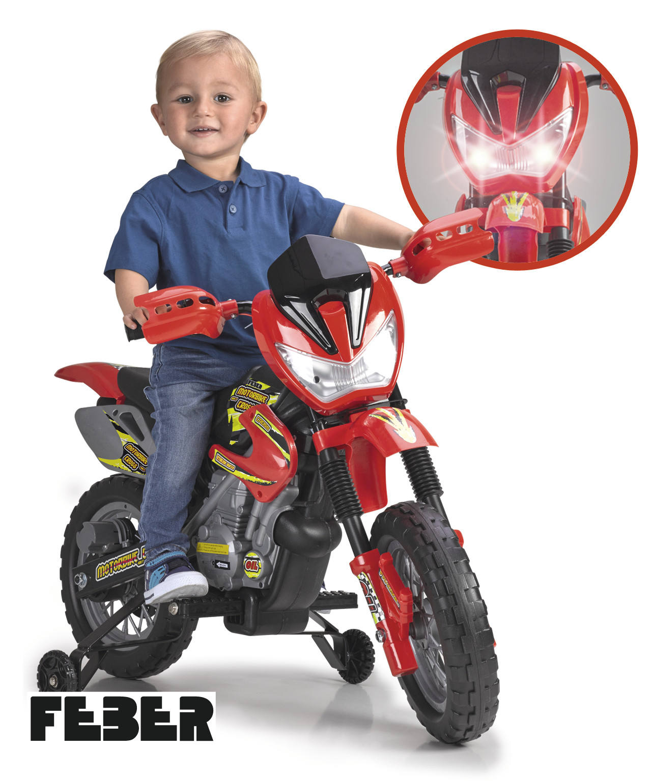 Moto Elettrica per Bambini 2 Racing Red con Casco FEBER