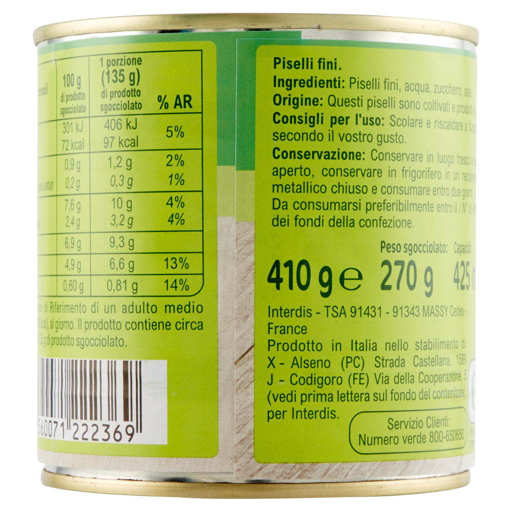 Carrefour Piselli Fini 410 g