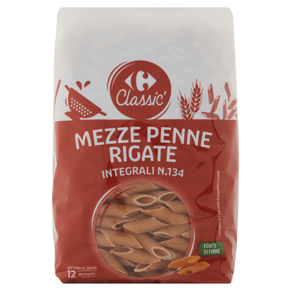 Carrefour Classic Mezze Penne Rigate Integrali N.134 500 g