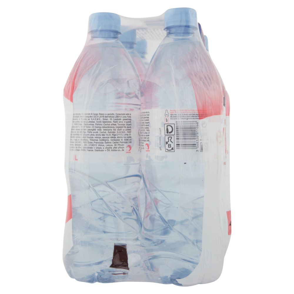 evian Natural Spring Water Bottles - 6-1 Liter