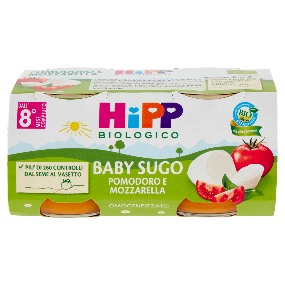 HiPP Biologico Baby Sugo Pomodoro e Mozzarella Omogeneizzato 2 x