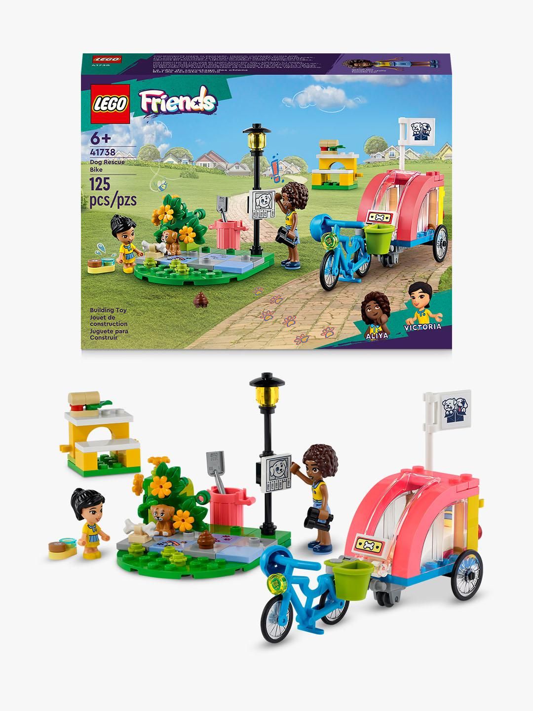 LEGO 41738 Friends Bici di Soccorso dei Cani, Giochi per Bambini per la  Cura degli Animali Domestici con Animale Giocattolo e 2