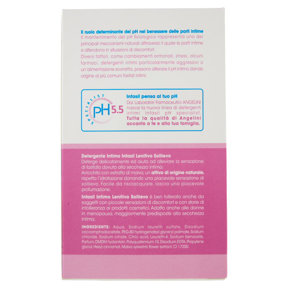 Infasil Detergente Intimo Lenitivo pH Specialist con Attivo Naturale,  Deterge Delicatamente e Allevia il Fastidio da Secchezza Intima, 200 ml :  : Bellezza