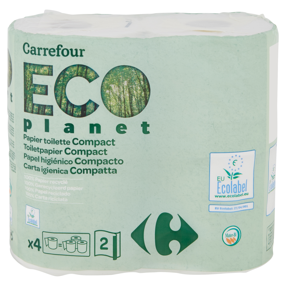 Carrefour Eco planet Carta igienica Compatta 2 veli 4 rotoli