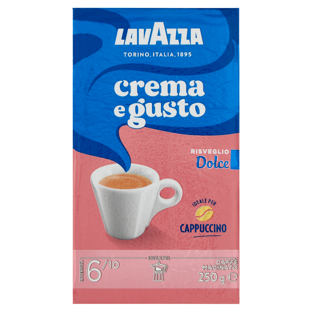 Lavazza Caffè Macinato Crema e Gusto Dolce Ideale per Moka 2x250g