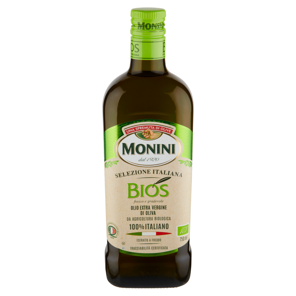 Monini Selezione Italiana Bios Olio Extra Vergine di Oliva da Agricoltura  Biologica 750 ml