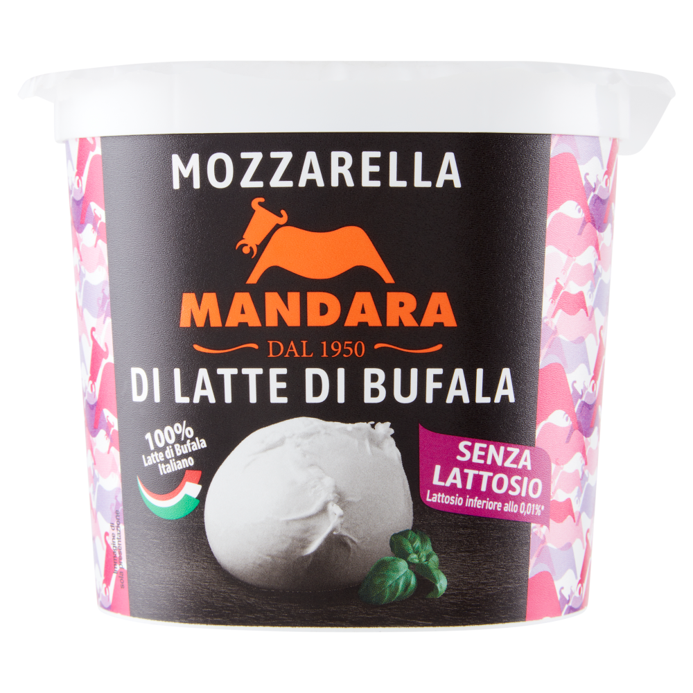 Mandara Zero Lattosio Mozzarella di latte di Bufala 200 g vasetto