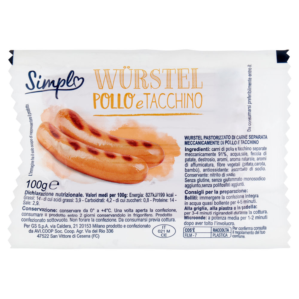 Simpl Würstel Pollo e Tacchino 100 g