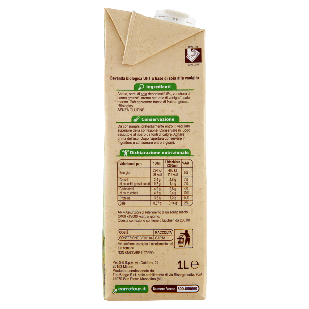 Latte Vegetale gusto Soia Carrefour Bio - 1 L