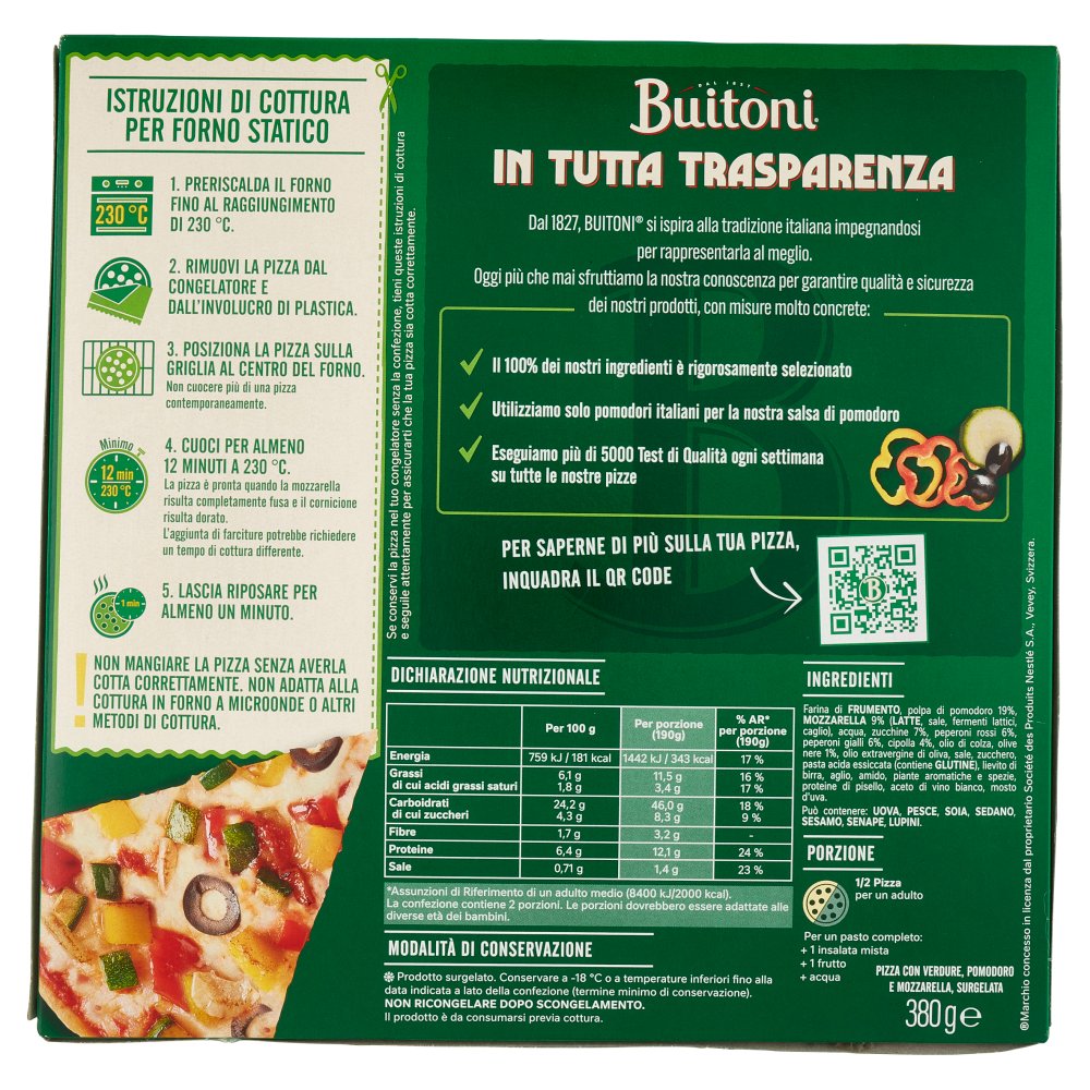 BUITONI FORNO DI PIETRA TONNO Pizza surgelata 345g (1 pizza)