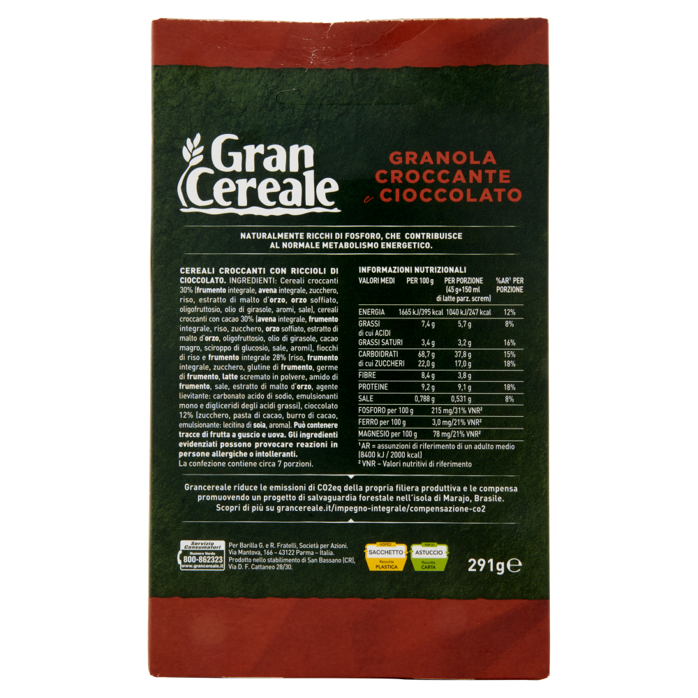 Gran Cereale Cereali da Colazione Granola Croccante e Cioccolato