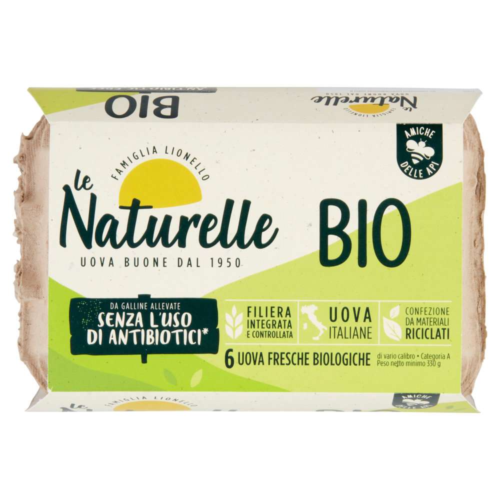 Carrefour Bio 6 Uova Fresche di vario calibro Biologiche Categoria A 330 g