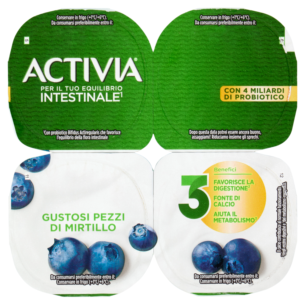 Activia Yogurt Con Probiotico Bifidus Gusto Mirtillo 4x125g Carrefour 5696