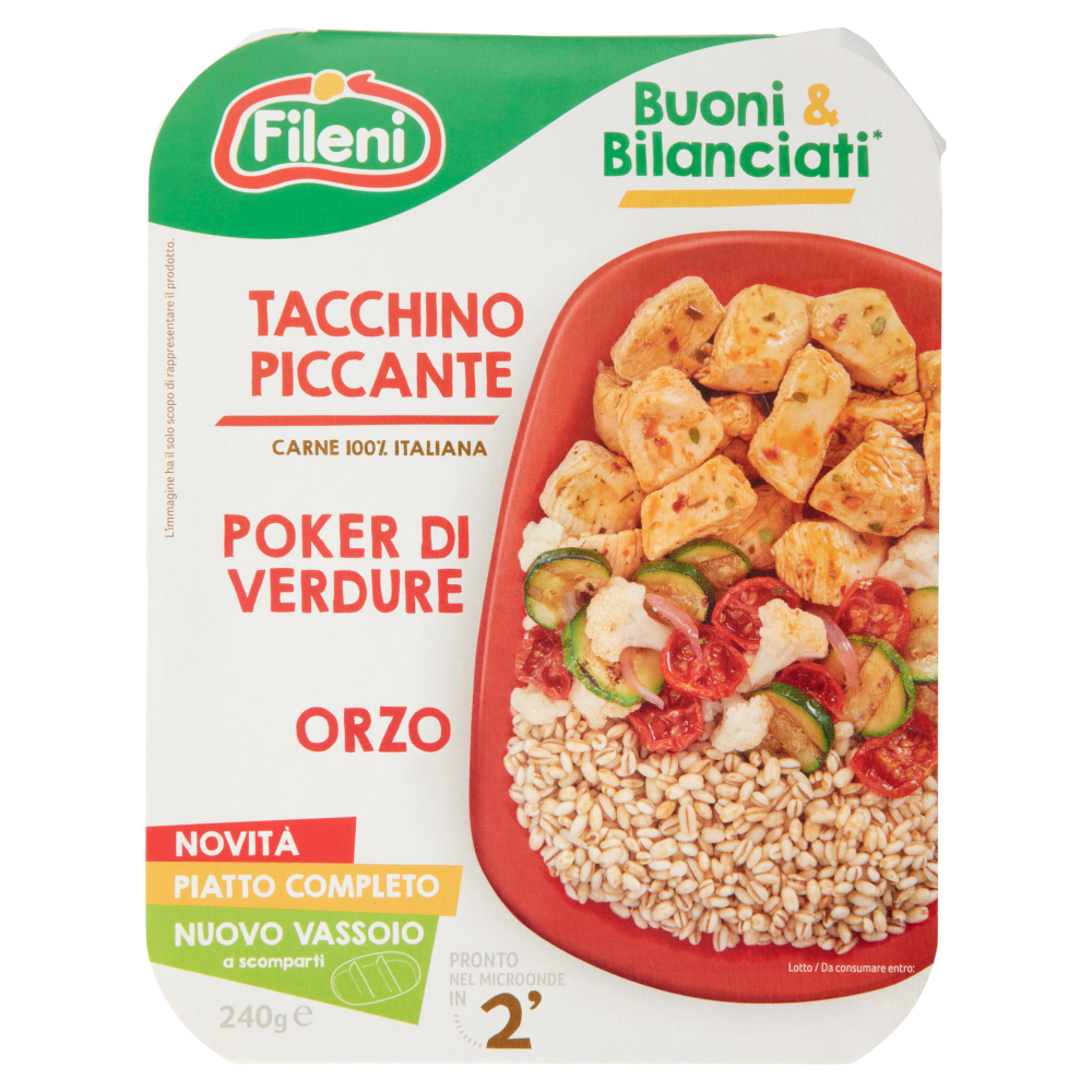 Fileni Buoni & Bilanciati* Tacchino Piccante Poker di Verdure Orzo 240 g