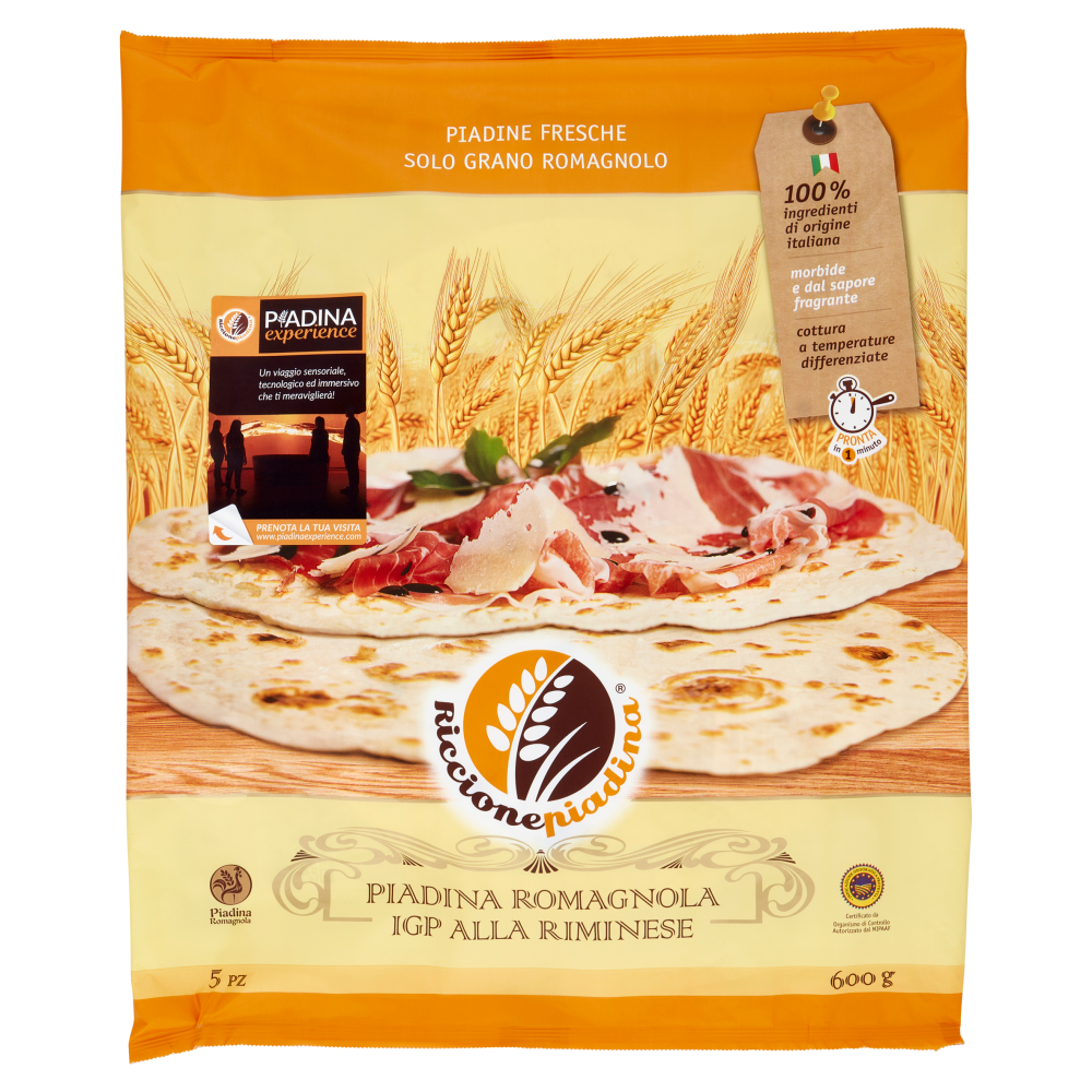 Riccionepiadina Piadina Romagnola IGP alla Riminese 5 x 120 g