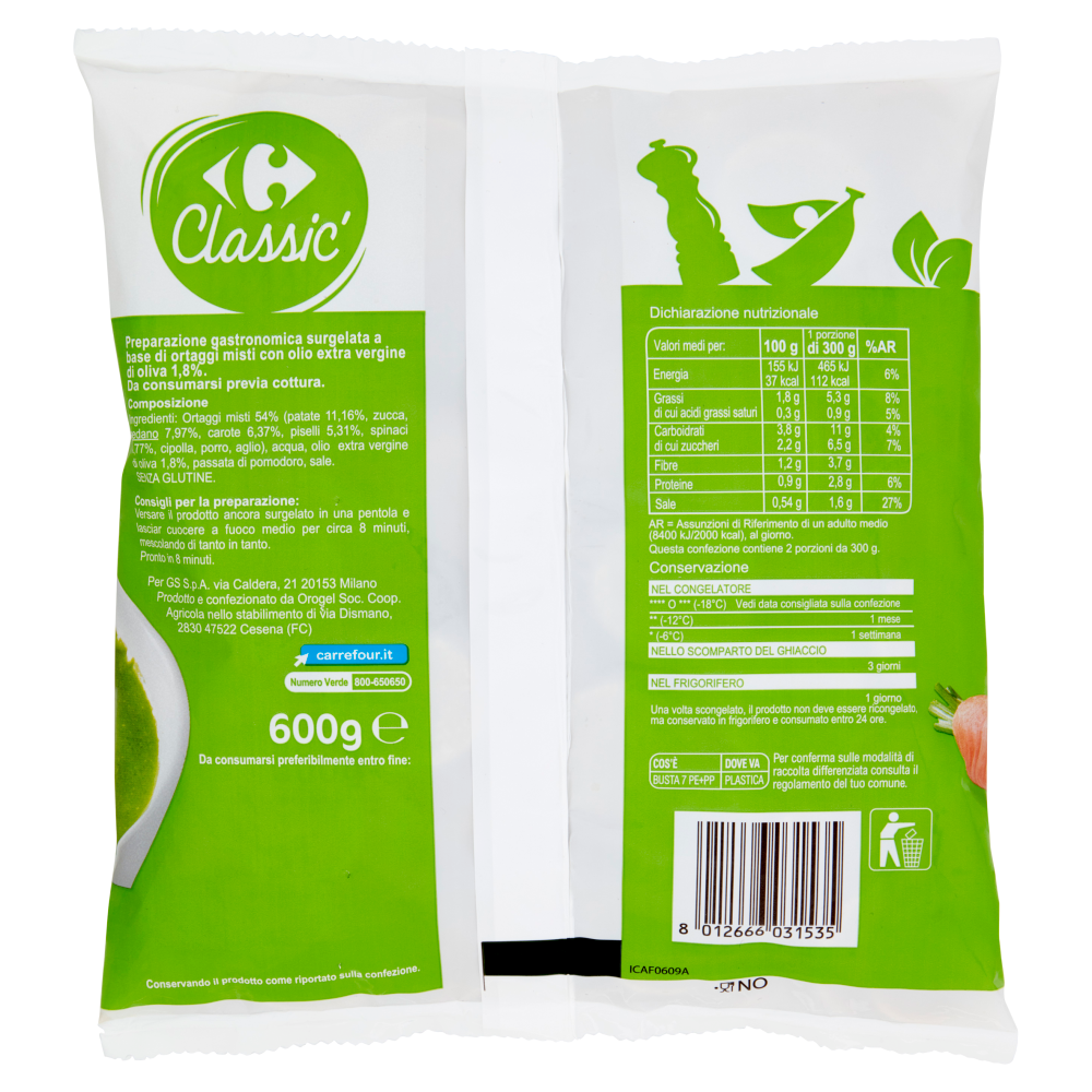 Passato Di Verdure Surgelato 600 G -  