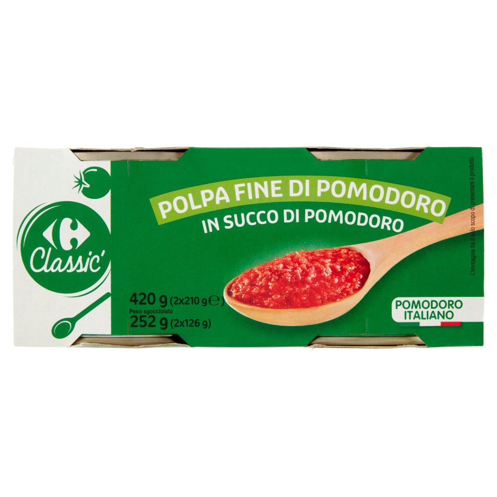 Carrefour Classic Polpa Fine di Pomodoro in Succo di Pomodoro 2 x 210 g