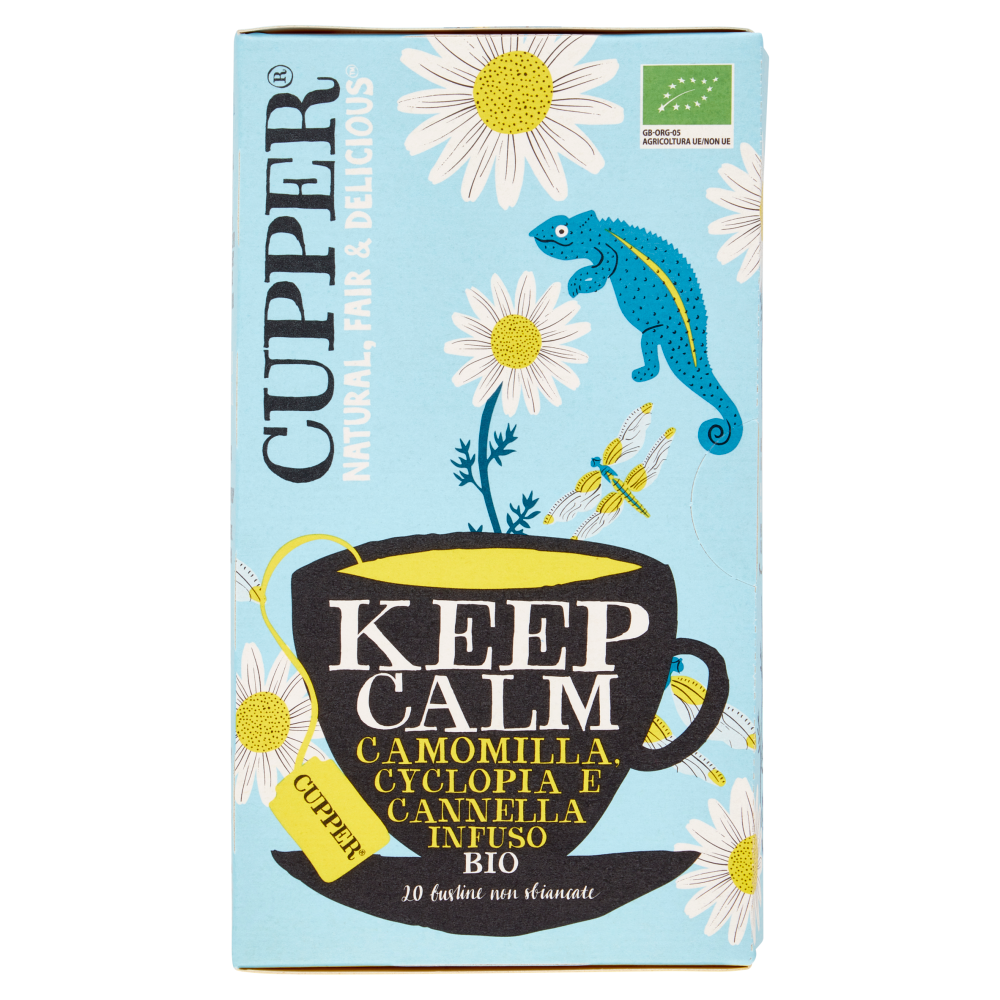 CUPPER Keep Calm Infuso Biologico di Camomilla Cyclopia e Cannella, Tisana  Calmante con Ingredienti Naturali per una Pausa Relax, Filtri 100%