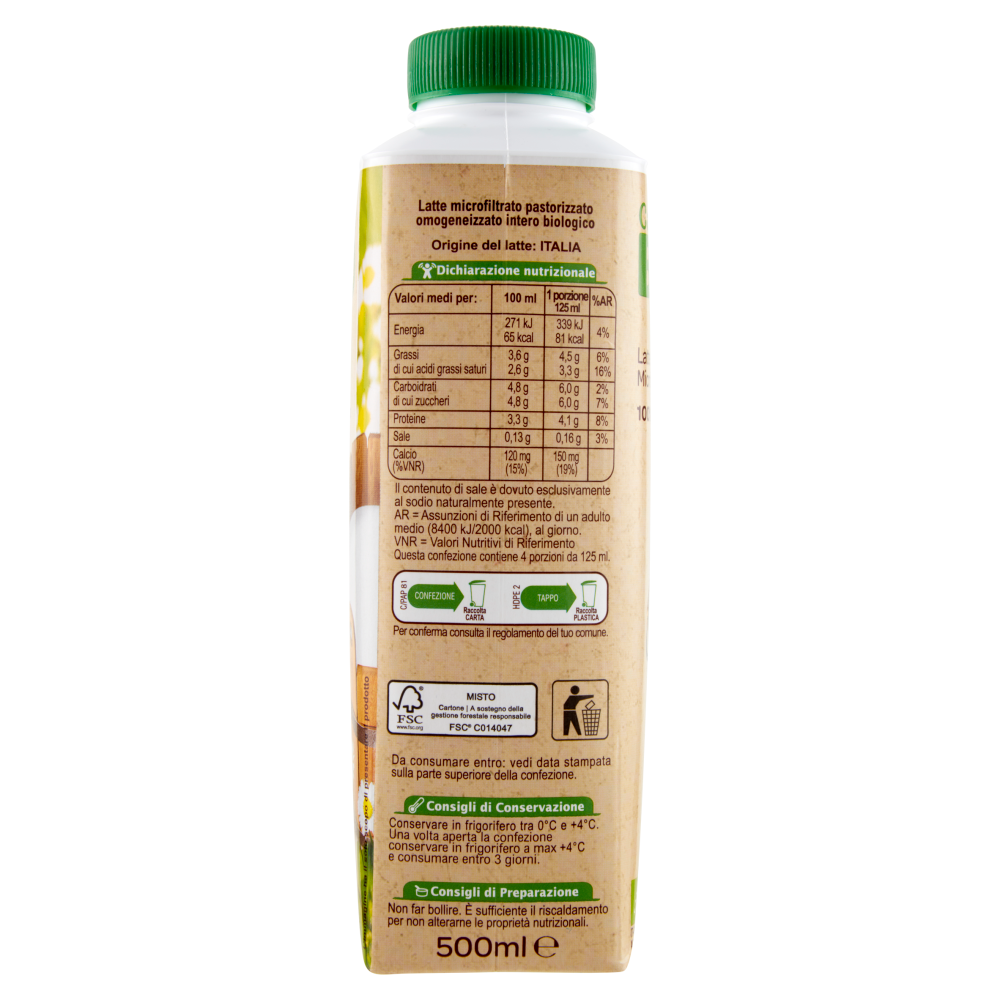 Carrefour Bio Latte Intero Microfiltrato 500 ml