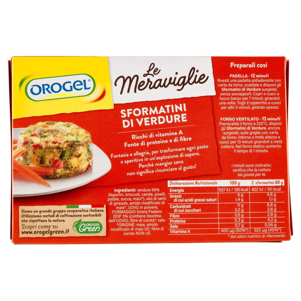 Orogel le Meraviglie 6 Sformatini di Verdure Surgelati 240 g