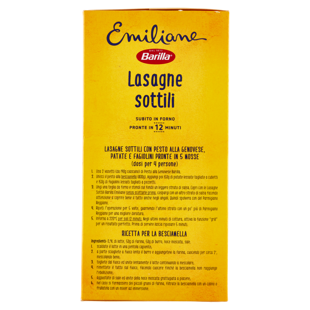 Barilla Emiliane Le Sottili Lasagne Pasta All'Uovo 500g | Carrefour