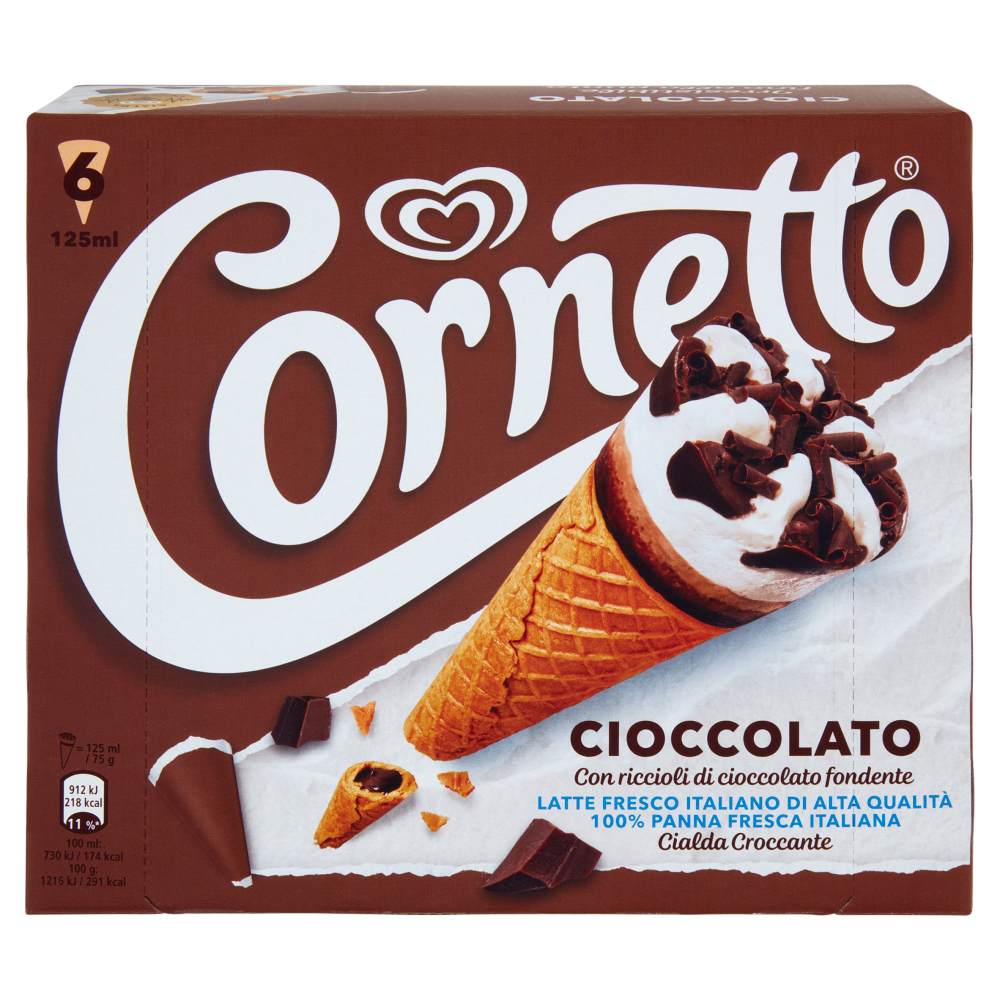 Cornetto Algida Cioccolato 6 Gelati 450 g