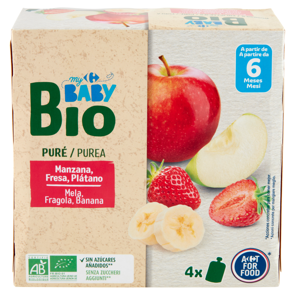 Purea di frutta mela, banana e albicocca Bio PRIME PAPPE 100g in dettaglio