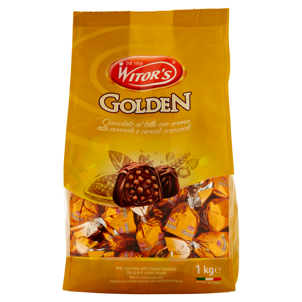 Witor's Golden Cioccolato al latte con crema alle nocciole e cereali  croccanti 1 kg