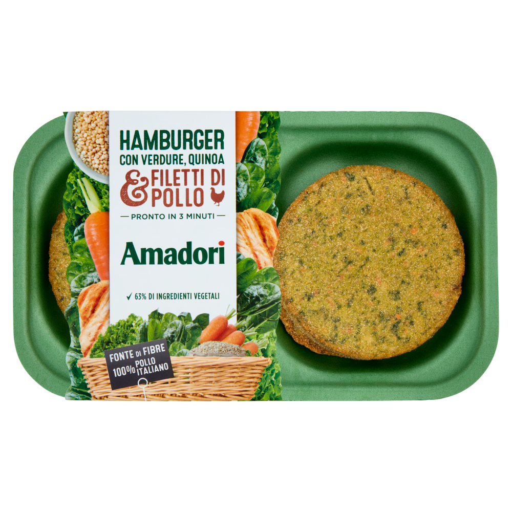 Amadori Hamburger con Verdure, Quinoa e Filetti di Pollo 0,190 kg