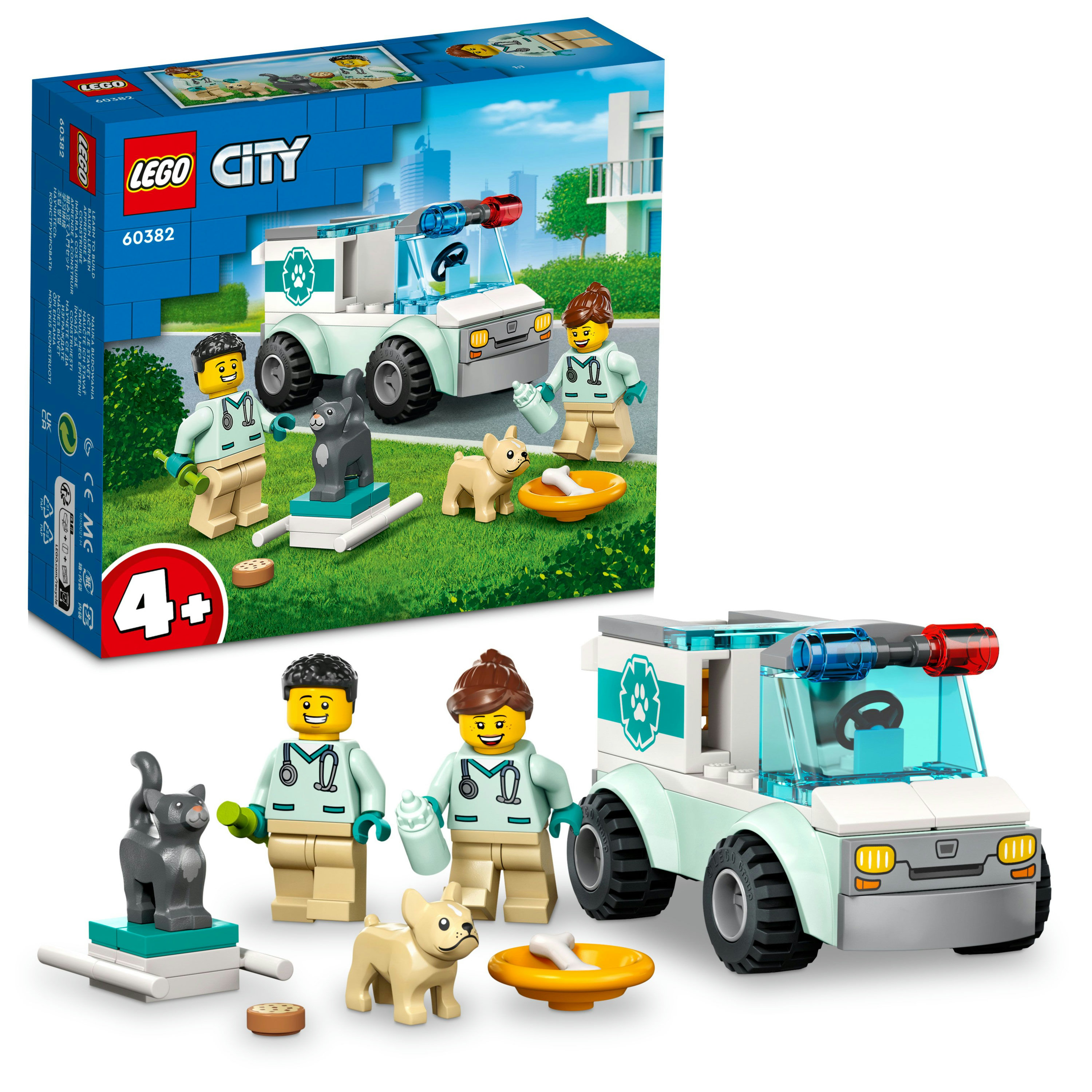 Lego city 60382 furgoncino di soccorso del veterinario con ambulanza  giocattolo e 2 minifigure, giochi per bambini dai 4 anni - Toys Center