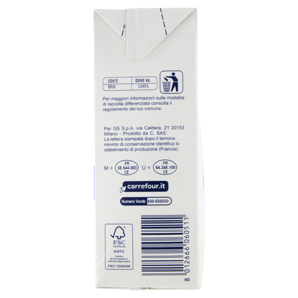 Carrefour Classic Latte UHT di Capra Parzialmente Scremato 1 L