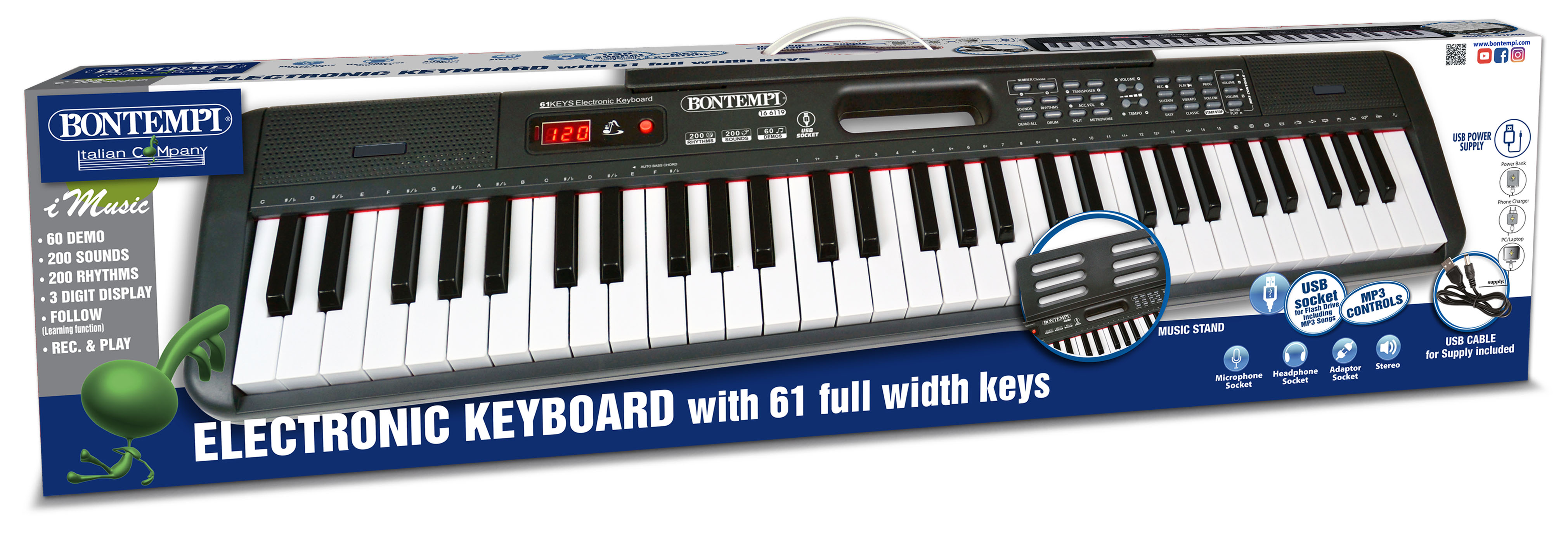 Bontempi Digital Keyboard With 61 Full Width Keys | Carrefour