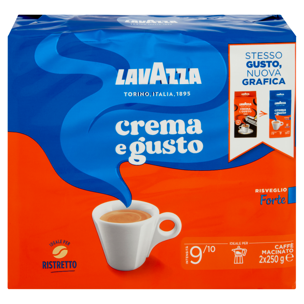 Lavazza, Crema e Gusto Forte Caffè Macinato - 2 x 250 g