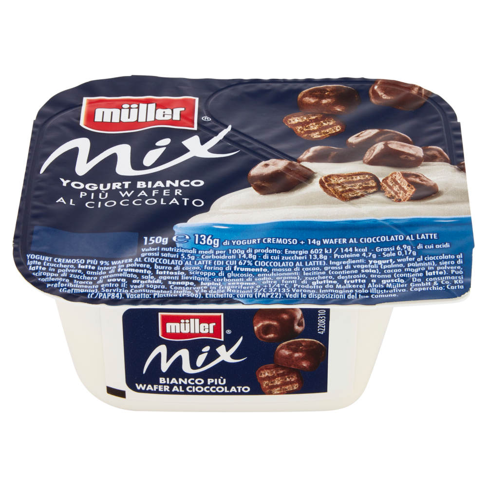 Müller Mix Yogurt Bianco Più Wafer Al Cioccolato 150 G