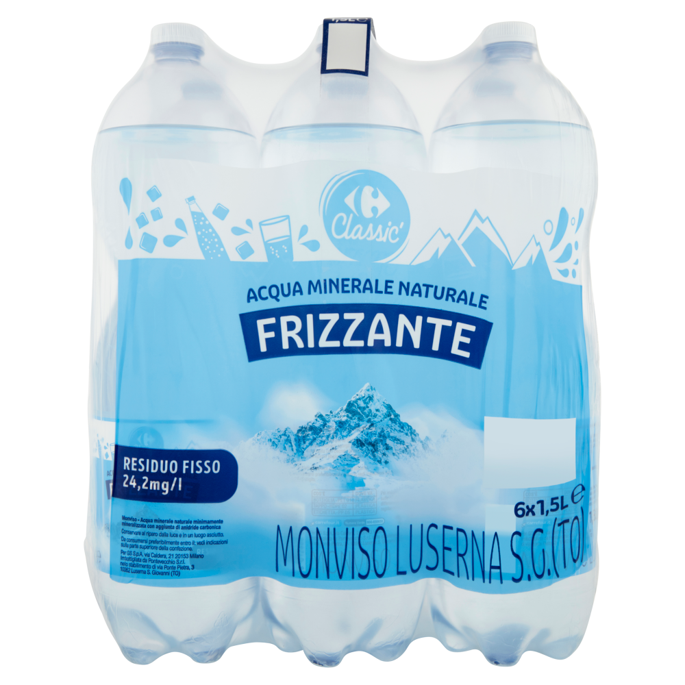 Carrefour Classic Frizzante Acqua Minerale Naturale Monviso 6 x 1,5 L
