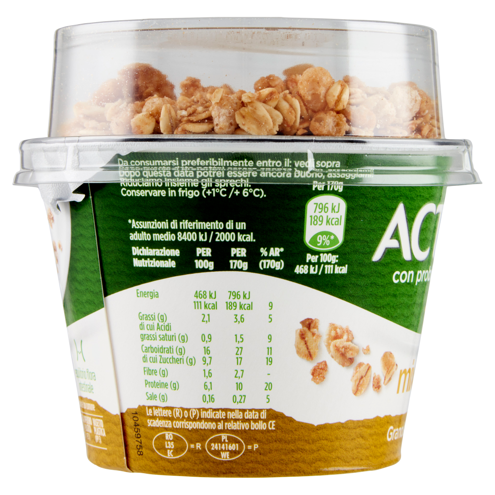 ACTIVIA Mix&Go con Probiotico Bifidus, Yogurt con Granola e Miele, 170g