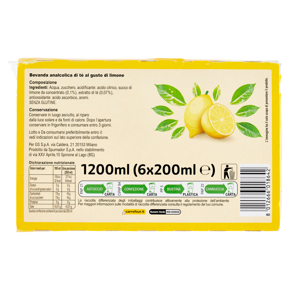 Carrefour Classic Thé al Limone 6 x 200 ml