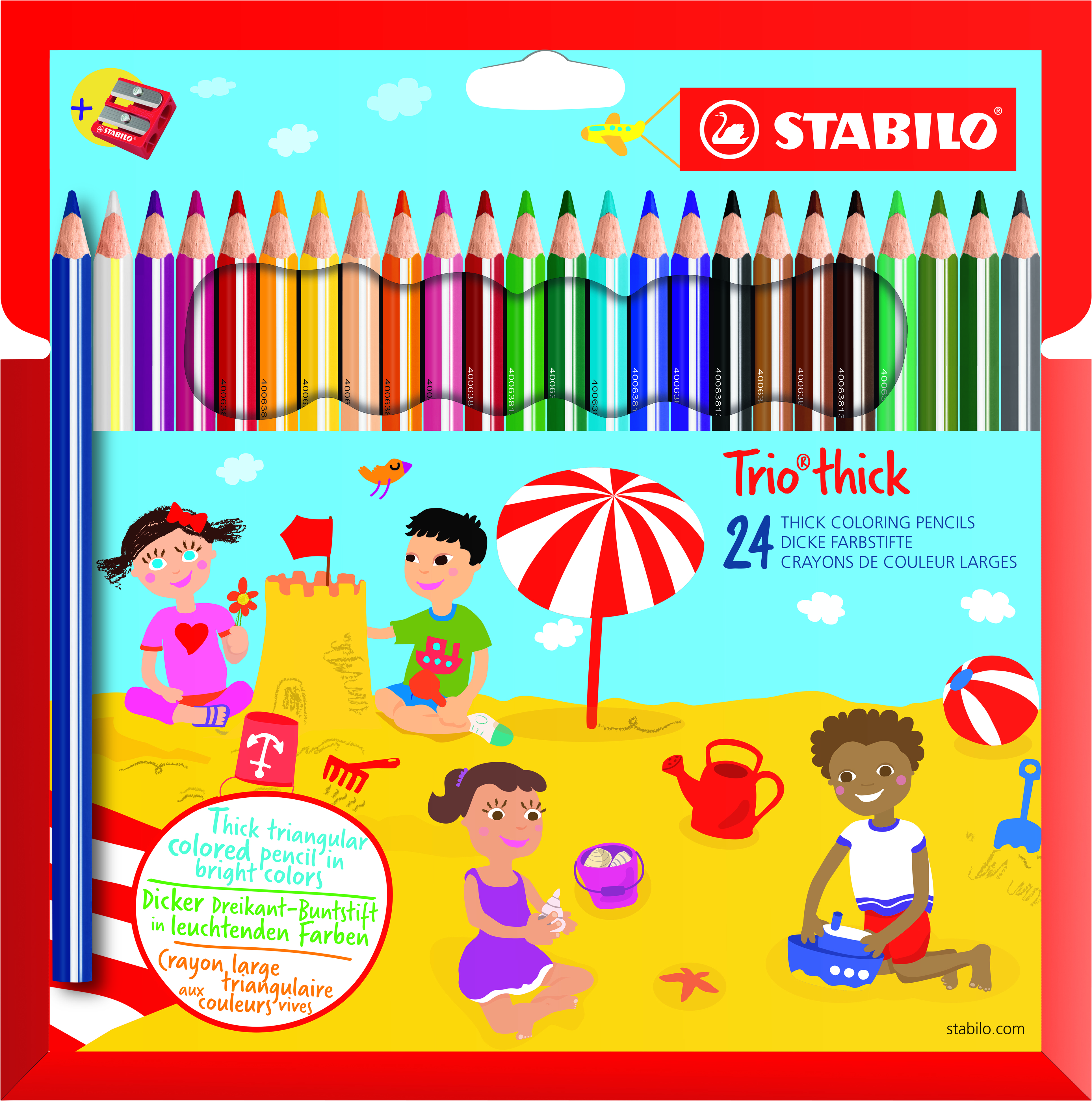 Astuccio cartone 12 matite colorate triangolari Children of the World + 3  matite colorate bicolor
