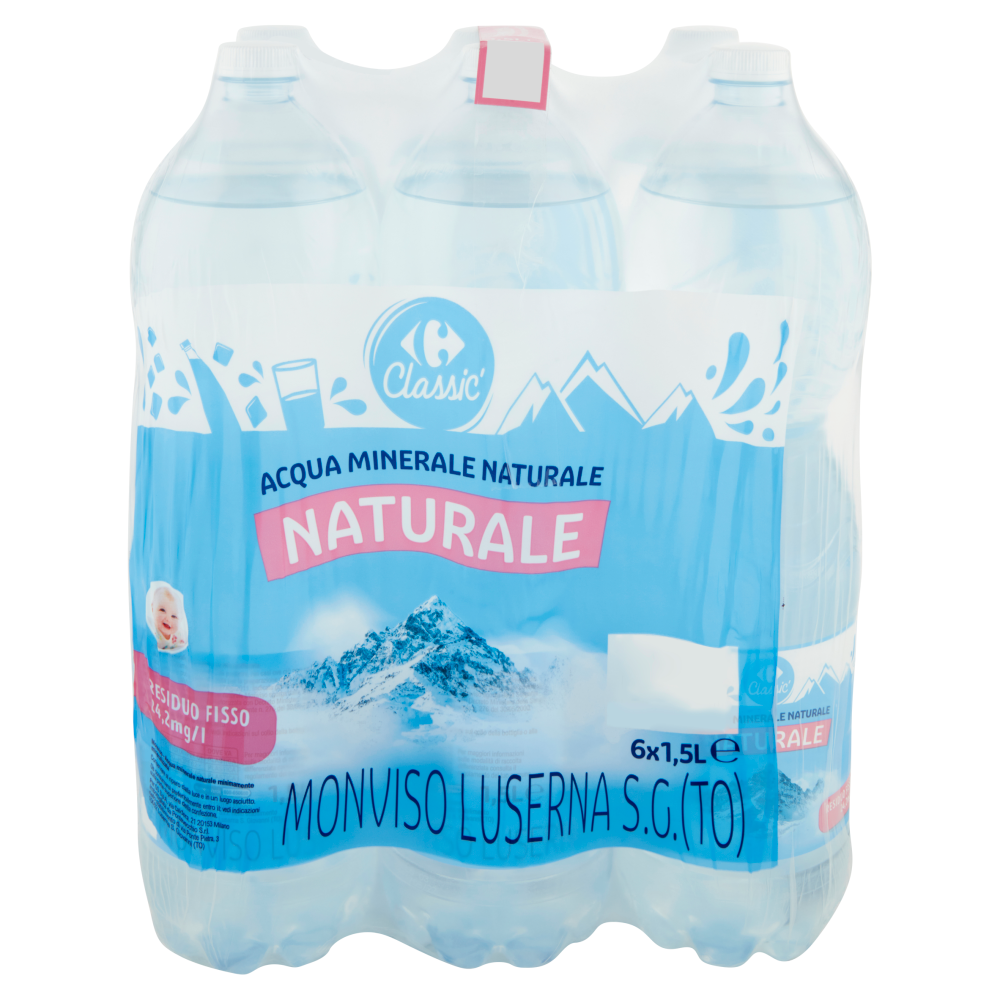 Carrefour Classic Naturale Acqua Minerale Naturale Monviso 6 x 1,5 L
