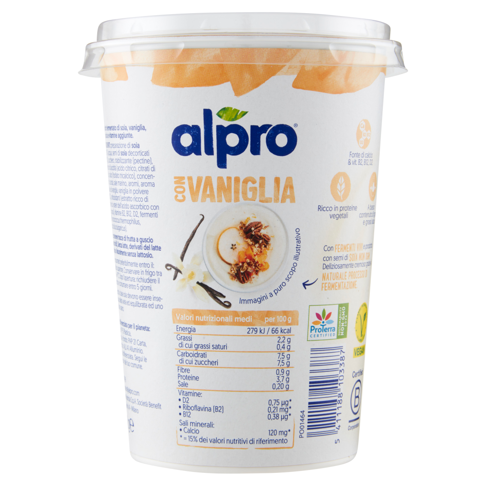 ALPRO Soia, Vaniglia con Calcio e Vitamine aggiunte, alternativa vegetale  allo Yogurt 500g