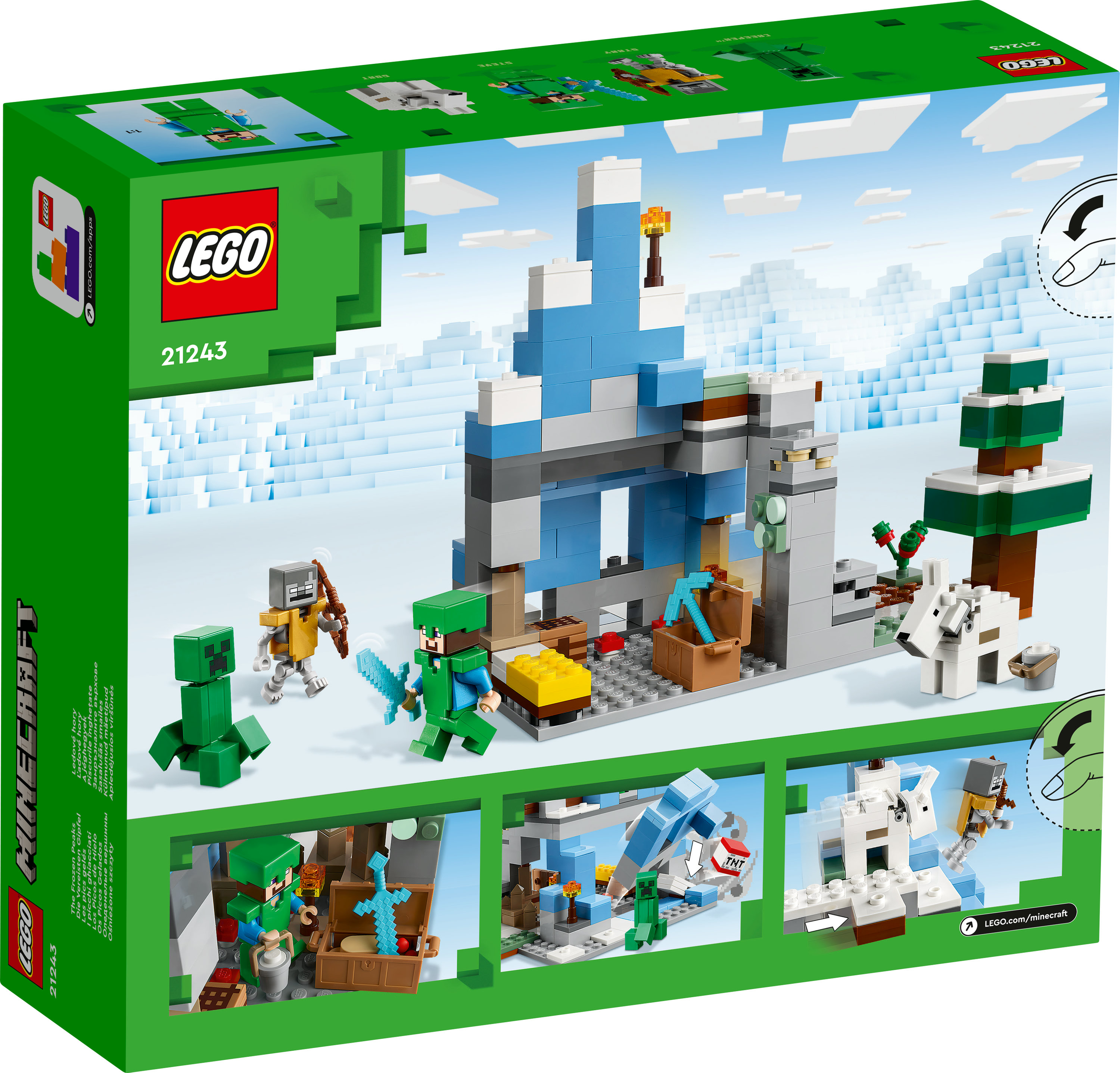 Lego Minecraft 21243 picchi congelati, giocattolo per bambini da 8 anni,  con